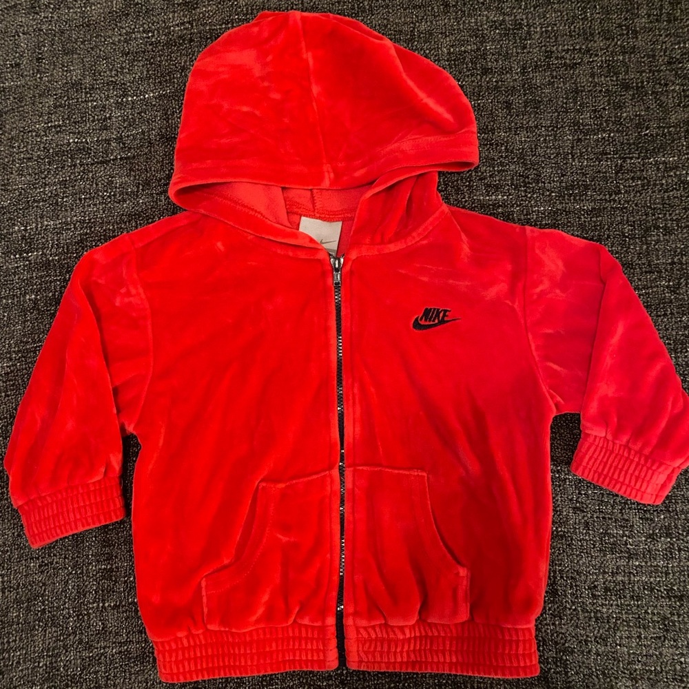 Nike Baby Velour Full Zip Hoodie Size 18 Months in Red